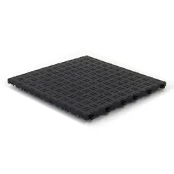 Dalle de sol clipsable DALL-GRIP - NOIR - Effet tôle larmée - Polypropylène - 40x40cm
