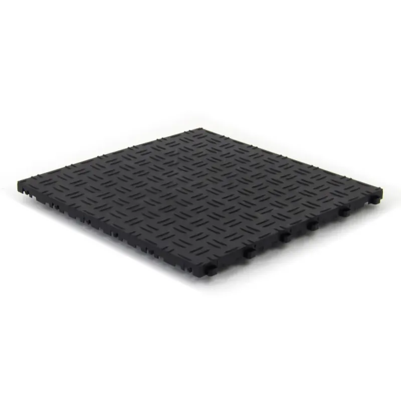 Dalle de sol clipsable DIAMOND - NOIR - Effet tôle larmée - Polypropylène - 40x40cm