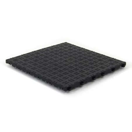 Dalle de sol clipsable DIAMOND - NOIR - Effet tôle larmée - Polypropylène - 40x40cm