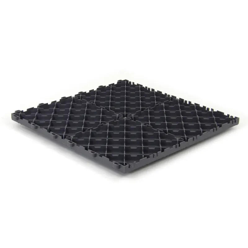 Dalle de sol clipsable DIAMOND - GRIS ANTHRACITE - Effet tôle larmée - Polypropylène - 40x40cm