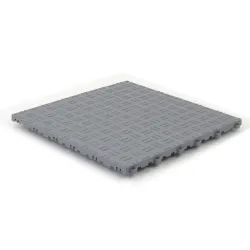 Dalle de sol clipsable DALL-GRIP - GRIS CLAIR - Effet tôle larmée - Polypropylène - 40x40cm