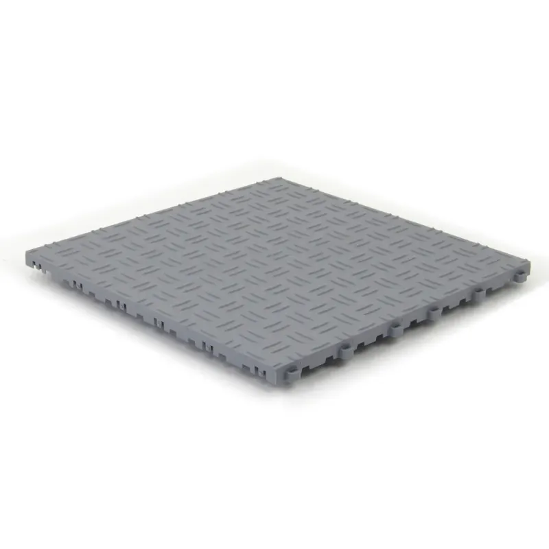 Dalle de sol clipsable DALL-GRIP - GRIS CLAIR - Effet tôle larmée - Polypropylène - 40x40cm