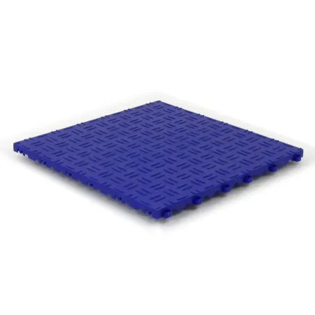 Dalle de sol clipsable DIAMOND - BLEU FONCE - Effet tôle larmée - Polypropylène - 40x40cm