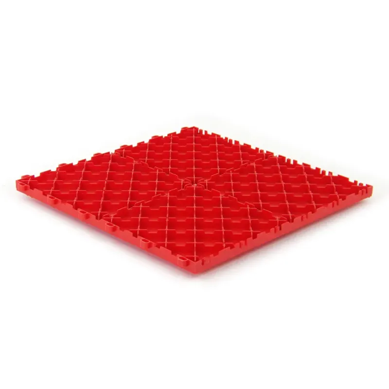 Dalle de sol clipsable DIAMOND - ROUGE - Effet tôle larmée - Polypropylène - 40x40cm