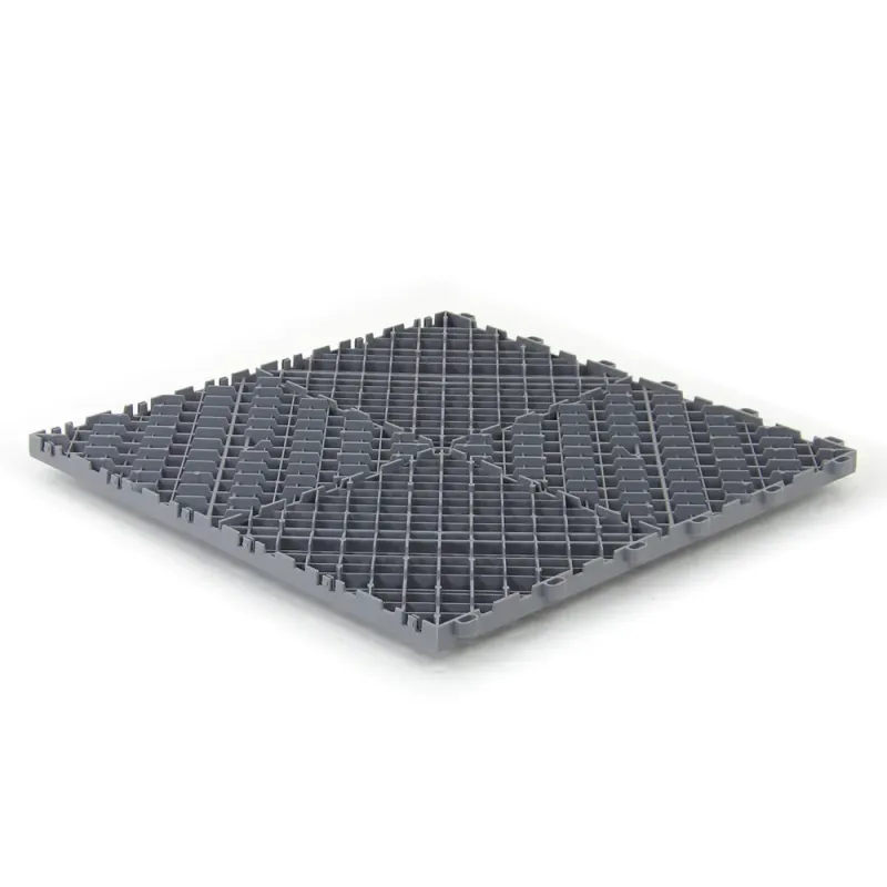 Dalle clipsable ajourée série FLAT - pour terrasse ou garage - Gris clair - Effet Damier, surface plate 40x40cm