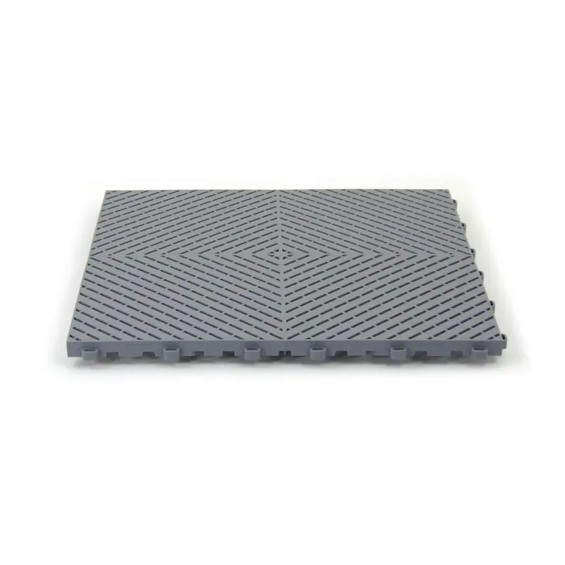 Dalle clipsable ajourée série FLAT - pour terrasse ou garage - Gris clair - Effet Damier, surface plate 40x40cm