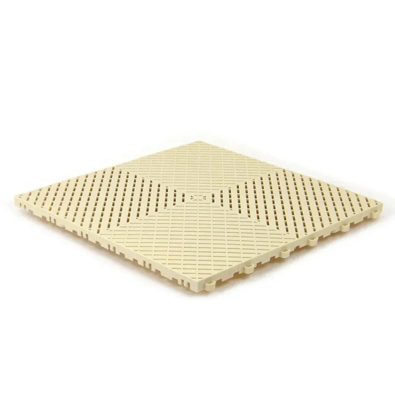 Dalle clipsable ajourée série FLAT - pour terrasse ou garage - Ivoire - Effet Damier, surface plate 40x40cm