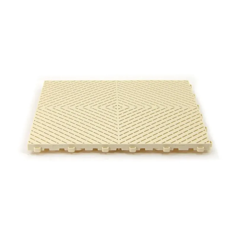 Dalle clipsable ajourée série FLAT - pour terrasse ou garage - Ivoire - Effet Damier, surface plate 40x40cm