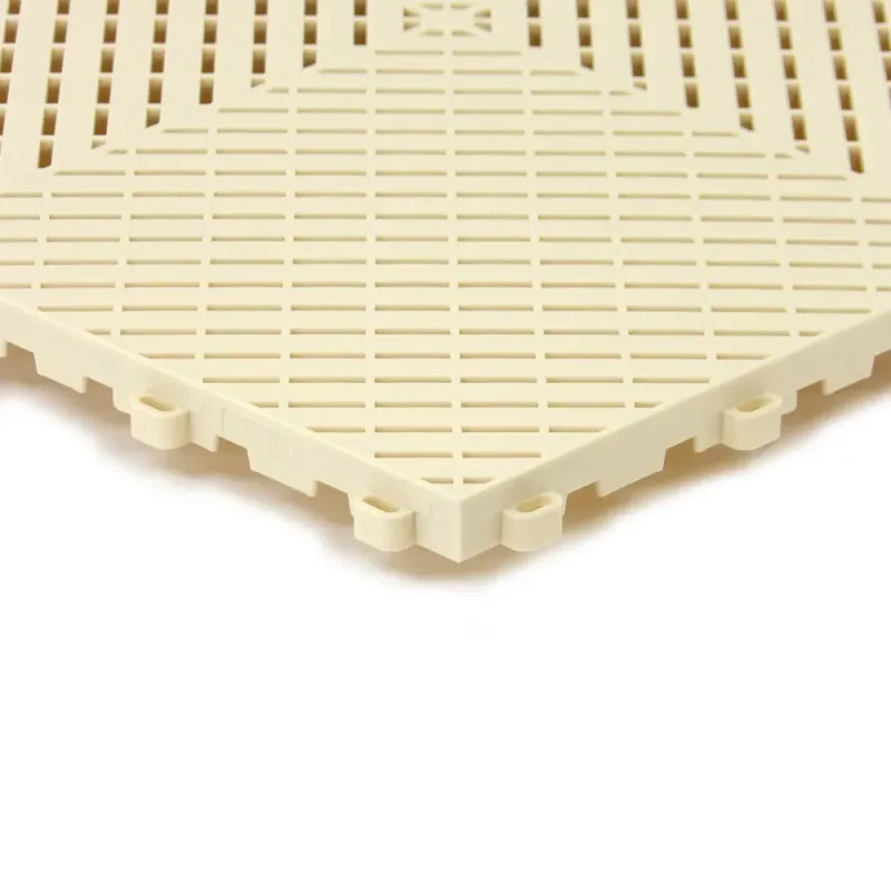Dalle clipsable ajourée série FLAT - pour terrasse ou garage - Ivoire - Effet Damier, surface plate 40x40cm