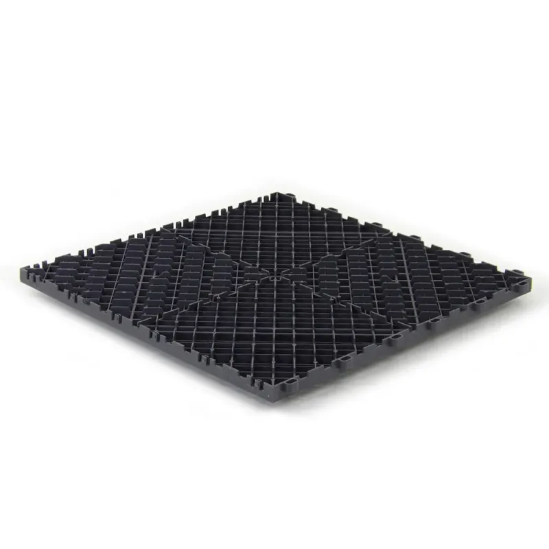 Dalle clipsable ajourée série DALL-PLANE - pour terrasse ou garage - Gris anthracite - Effet Damier, surface plate 40x40cm