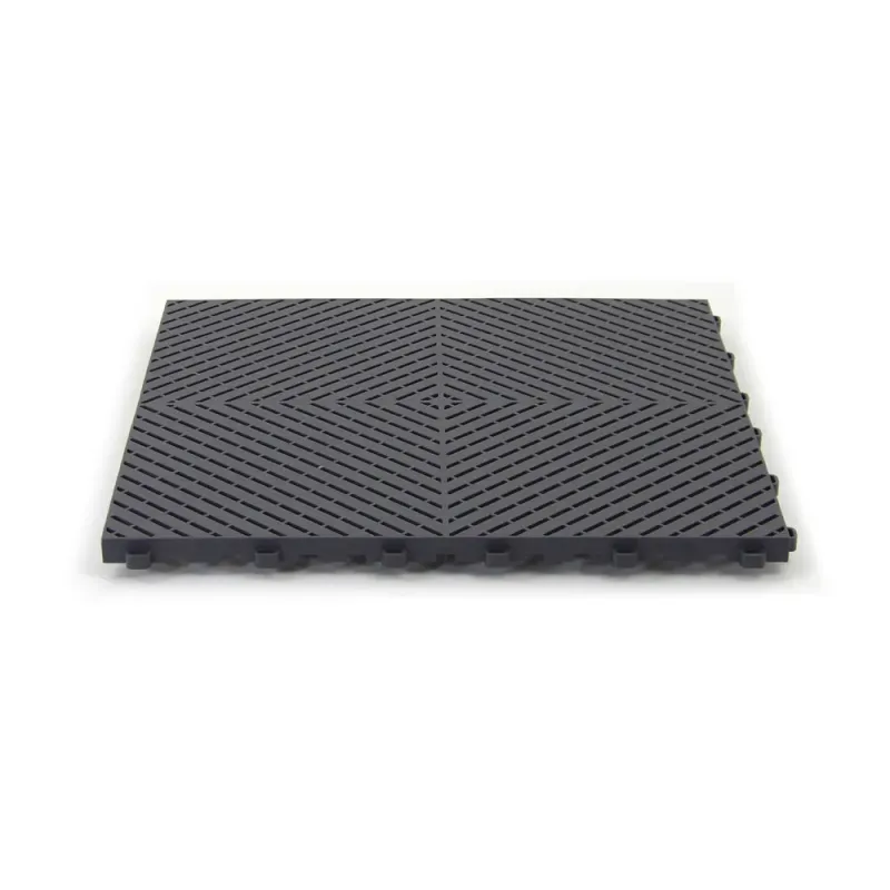 Dalle clipsable ajourée série DALL-PLANE - pour terrasse ou garage - Gris anthracite - Effet Damier, surface plate 40x40cm