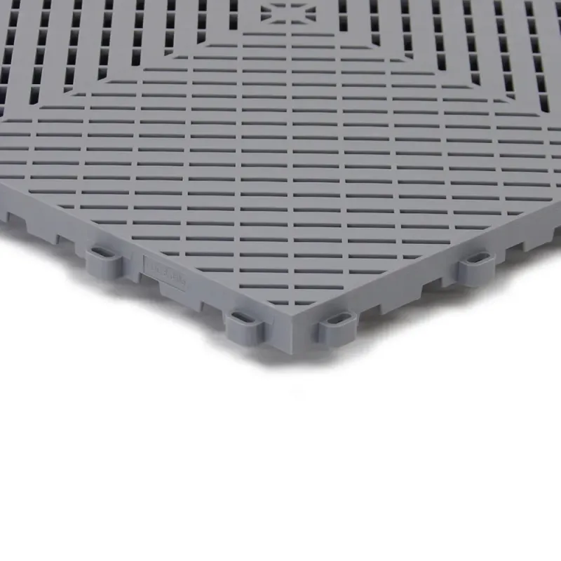 Dalle clipsable ajourée série DALL-PLANE - pour terrasse ou garage - Gris clair - Effet Damier, surface plate 40x40cm