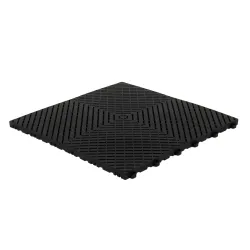 Dalle clipsable ajourée série DALL-PLANE - pour terrasse ou garage - Noir - Effet Damier, surface plate 40x40cm