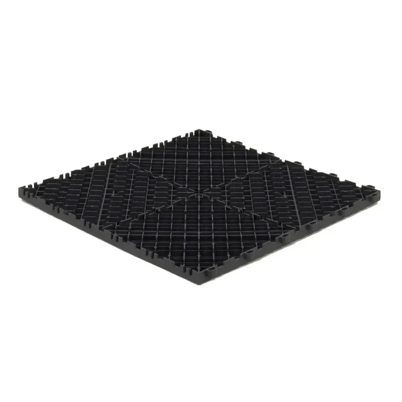 Dalle clipsable ajourée série DALL-PLANE - pour terrasse ou garage - Noir - Effet Damier, surface plate 40x40cm