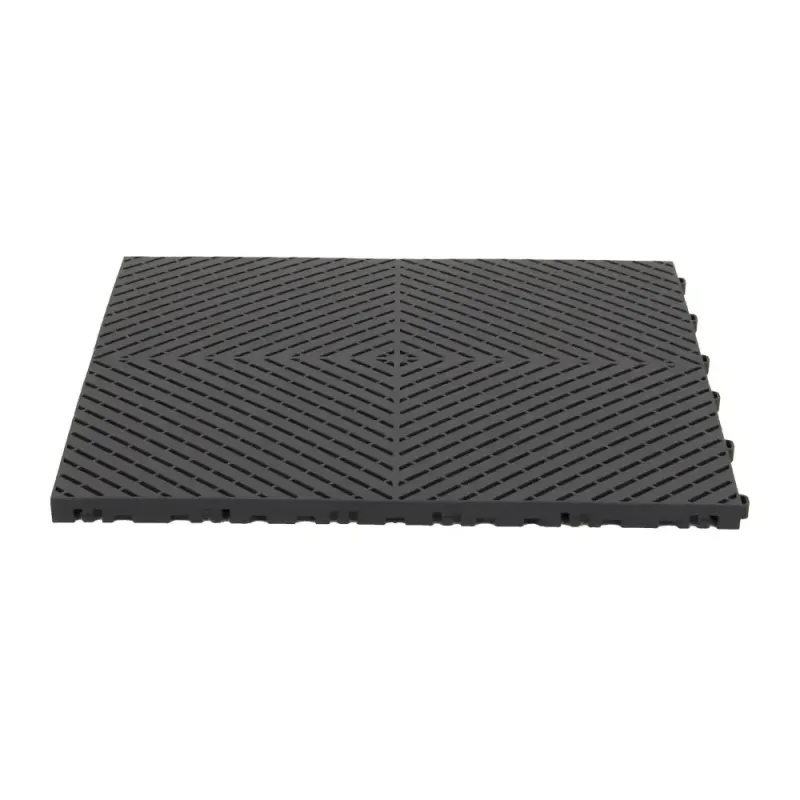 Dalle clipsable ajourée série DALL-PLANE - pour terrasse ou garage - Noir - Effet Damier, surface plate 40x40cm