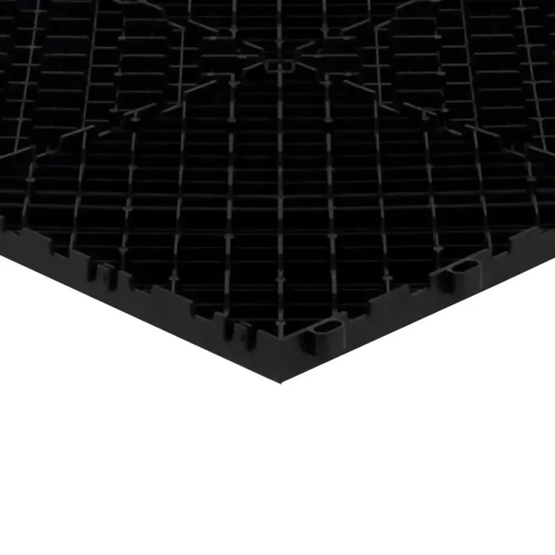 Dalle clipsable ajourée série DALL-PLANE - pour terrasse ou garage - Noir - Effet Damier, surface plate 40x40cm
