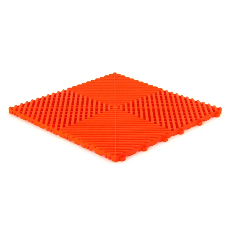 Dalle de garage clipsable CLASSIC – Orange – Effet Damier, Polypropylène 40x40cm