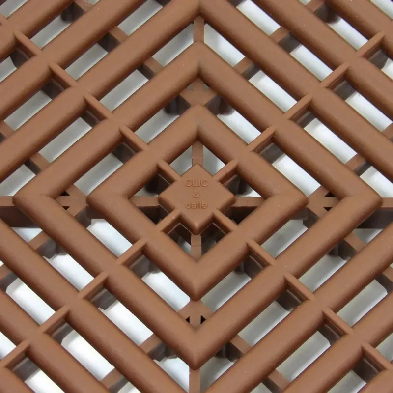 Dalle de garage clipsable - Brun - Effet Damier, Polypropylène 40x40cm