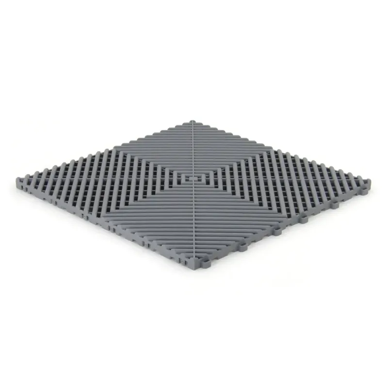 Dalle de garage clipsable - Gris clair - Effet Damier, Polypropylène 40x40cm