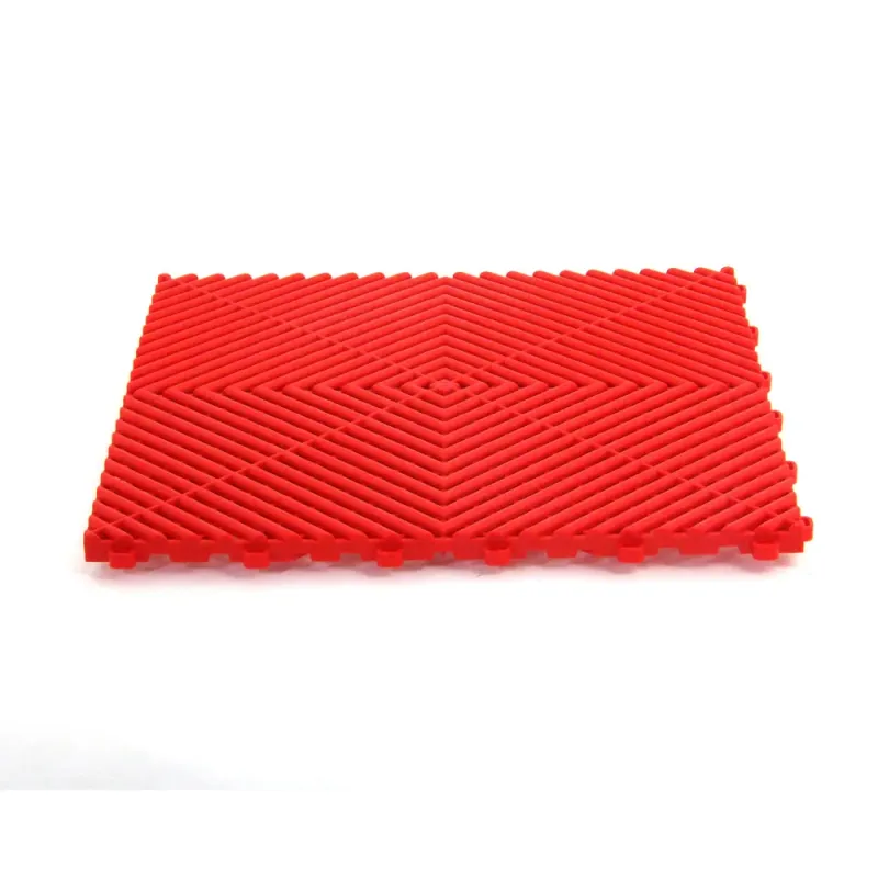 Dalle de garage clipsable CLASSIC – Rouge – Effet Damier, Polypropylène 40x40cm