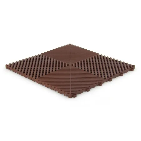 Dalle de garage clipsable - Brun - Effet Damier, Polypropylène 40x40cm